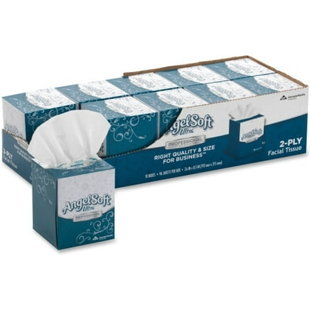 Angel Soft Professional Series Facial Tissue by GP Pro in Cube Box 2 Ply - 7.60 x 8.50 - White - For Lodging Office Medical - 96 Per Box - 10 / Carton