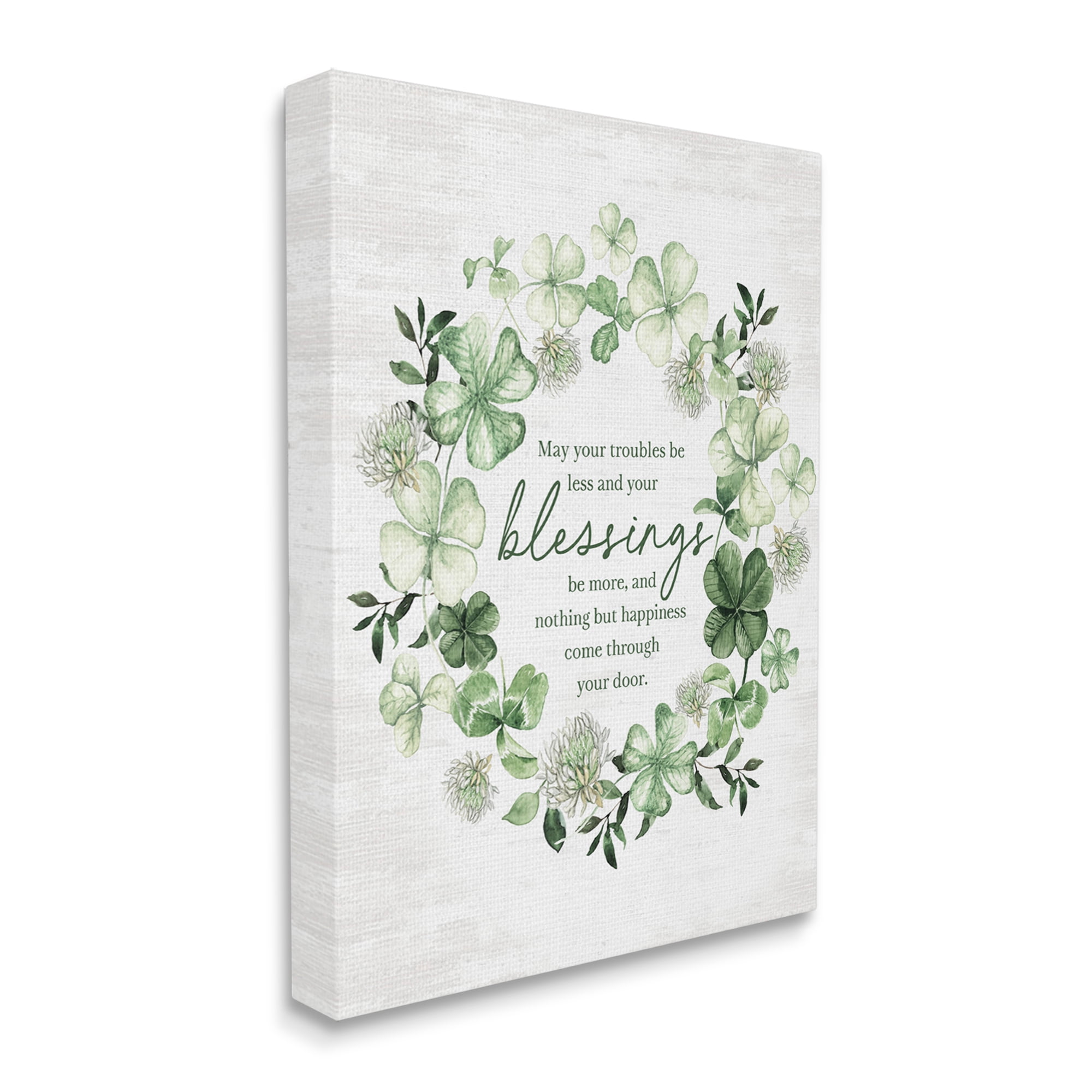 Stupell Industries Irish Proverb Wreath Botanical & Floral Painting Gallery Wrapped Canvas Art Print Wall Art, 24 x 30