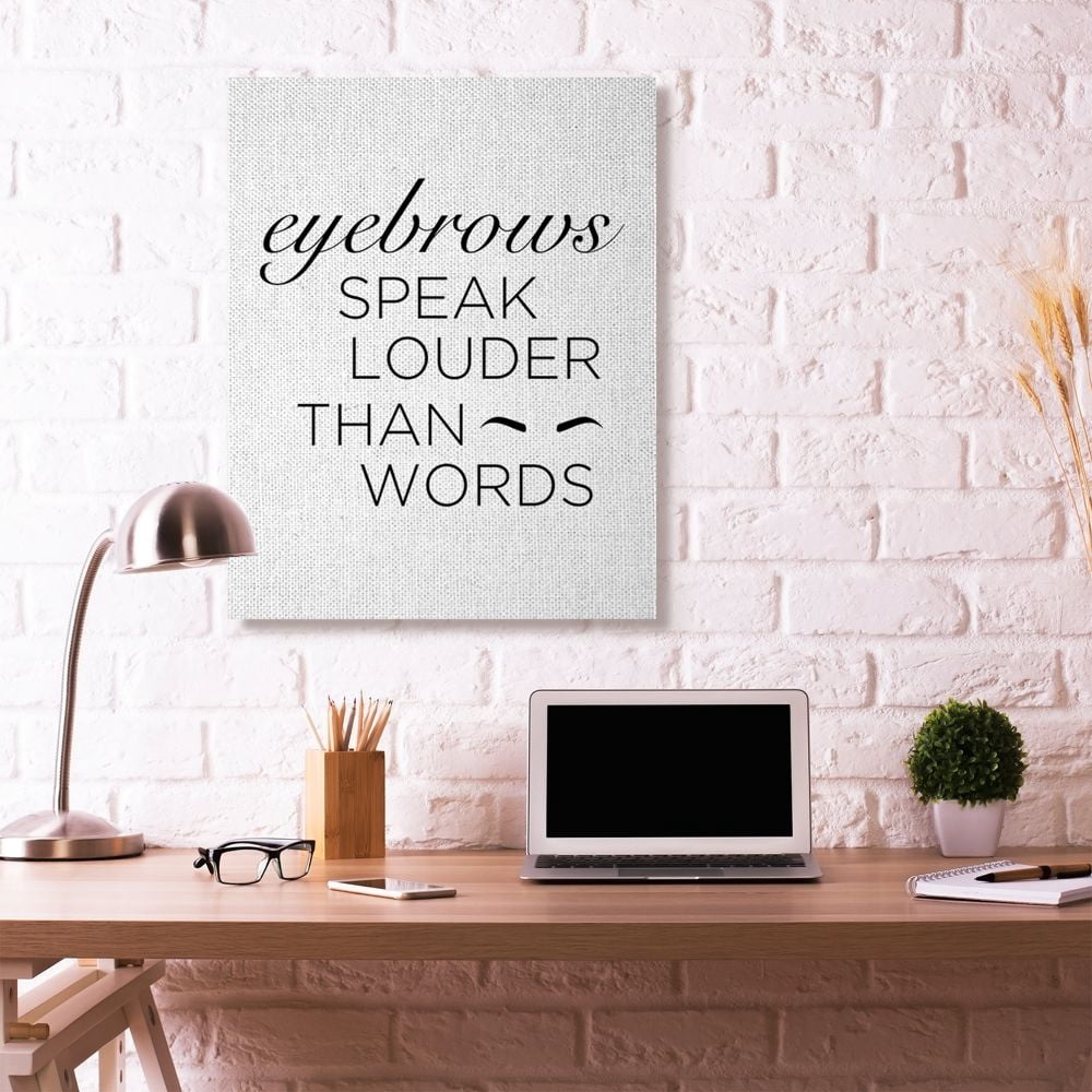 Stupell Industries Eyebrows Fashion Modern Black And White Word Design Super Canvas Wall Art by Anna Quach