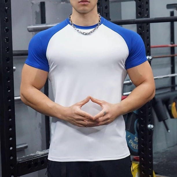 pstuiky camisetas de hombre, Blusas deportivas informales de verano para hombre, de manga corta, color liso, con cuello en V camisas casuales para hombre l