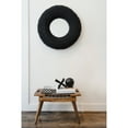 thumbnail image 3 of Creative Co-Op Mango Wood Stool with Woven Leather Top, Black and Natural, 3 of 6