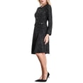 thumbnail image 4 of Vestido A-Line de Tweed para Mujeres Hobemty, Manga Larga, Vestidos Vintage de Trabajo, L Negro, 4 of 5