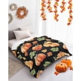 thumbnail image 4 of Thanksgiving Pumpkin Flannel Blanket for Bed,Travel and Camping, Watercolor Vintage Farm Black Texture Super Soft Cozy Blanket for All Seasons 50"x60", 4 of 6