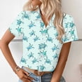 thumbnail image 4 of Womens Hawaiian Shirts Basic Collared Tee Shirt Coconut Palm Hawaii Style Blouses Tops Button Down Short Sleeve Blouses Summer Beach T Shirt Tropical Shirts Loose Flowy Cardigans, 4 of 6