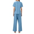 thumbnail image 4 of OIOLOYJM 2 Piece Post Surgery Recovery Sets for Men Women Cotton Soft Breathable Tear Away Side Snap Outfits Short Sleeve Shirt and Lounge Pants Sets Sky Blue S, 4 of 5