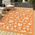 thumbnail image 3 of Navy Blue Reversible Outdoor Rug Waterproof, Vintage Plastic Straw Carpet with Portable Bag, UV Resistant Lightweight Patio Mat for Backyard Beach RV Deck, White, 3 of 14