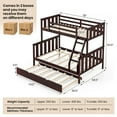thumbnail image 3 of Costway Pinewood Twin over Full Trundle Bunk Bed with Guardrail and Ladder, Espresso, 3 of 10