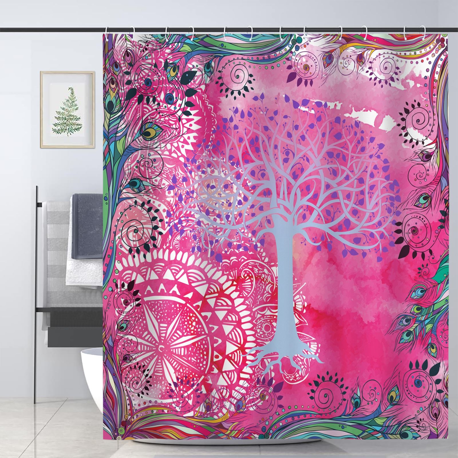 Sonernt Nature Shower Curtain for Bathroom Decoration Fabric Shower