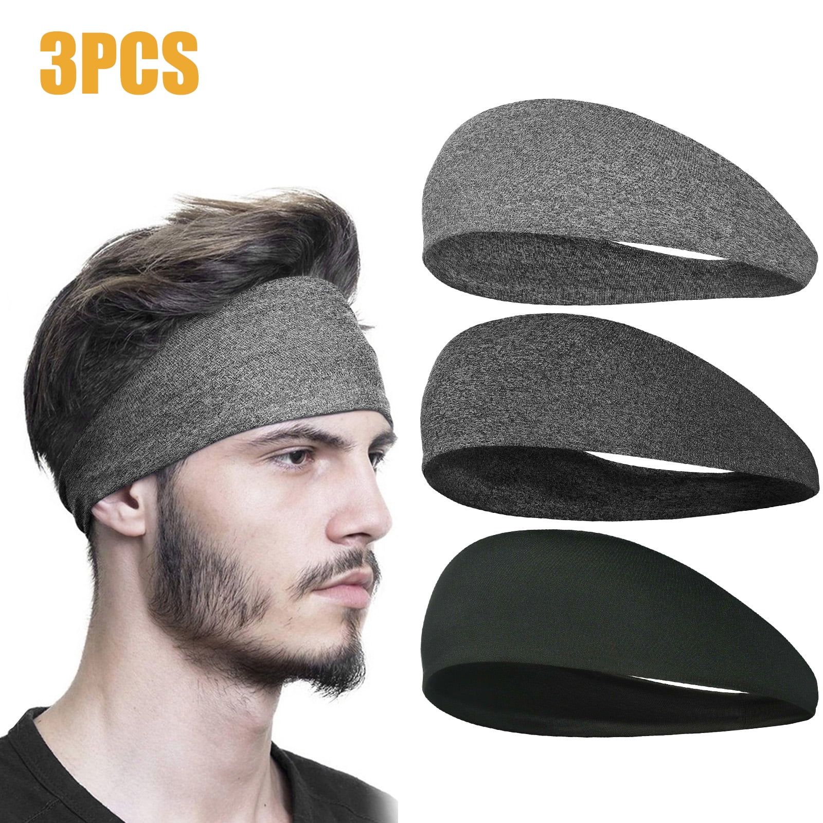 Udaily 4 Pack Mens Headband Mens Sweatband Sports Headbands for Men and Women 