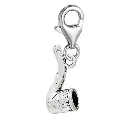 Pipe Tobacco For Women Tobacco Smoking Pipe Clip On For Bracelet Charm Pendant for European Charm Jewelry w/ Lobster Clasp ()
