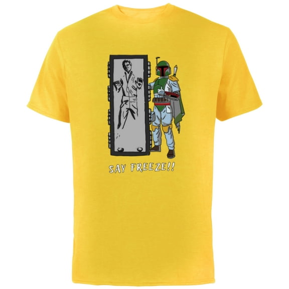 Star Wars Boba Fett Han Solo in Carbonite “Say Freeze” Funny - Short Sleeve Cotton T-Shirt for Adults - Customized-Yellow