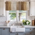 thumbnail image 2 of Brown Ombre Farmhouse Short Window Curtain Valances, Vintage Country Wooden Rod Pocket Kitchen Valances for Living Room Bedroom Bathroom Cafe 60" x 18", 2 of 8