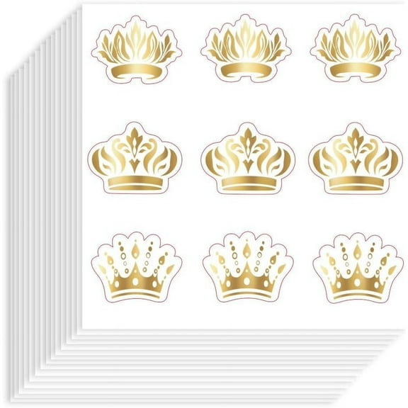 20 sheet Self-Adhesive Paper Decorative Stickers for Party Decorative Presents Sealing Crown 90x90mm Stickers: 25mm 9pcs/sheet