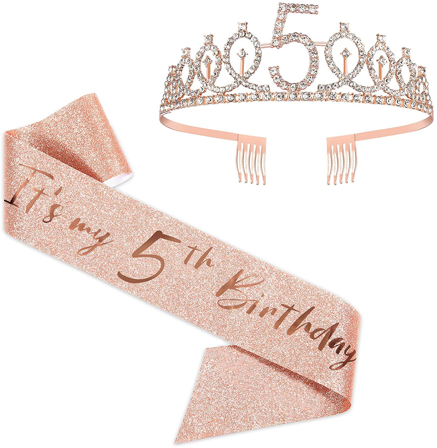 Rose Gold Birthday Gifts Glitter Details about   Birthday Girl Sash & Rhinestone Tiara Kit 