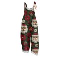 thumbnail image 6 of Women's Vintage Cotton Linen Overalls with Christmas Print - Casual Loose Jumpsuit with Shoulder Straps & Pockets, Dark Red, Size XXL, 6 of 6
