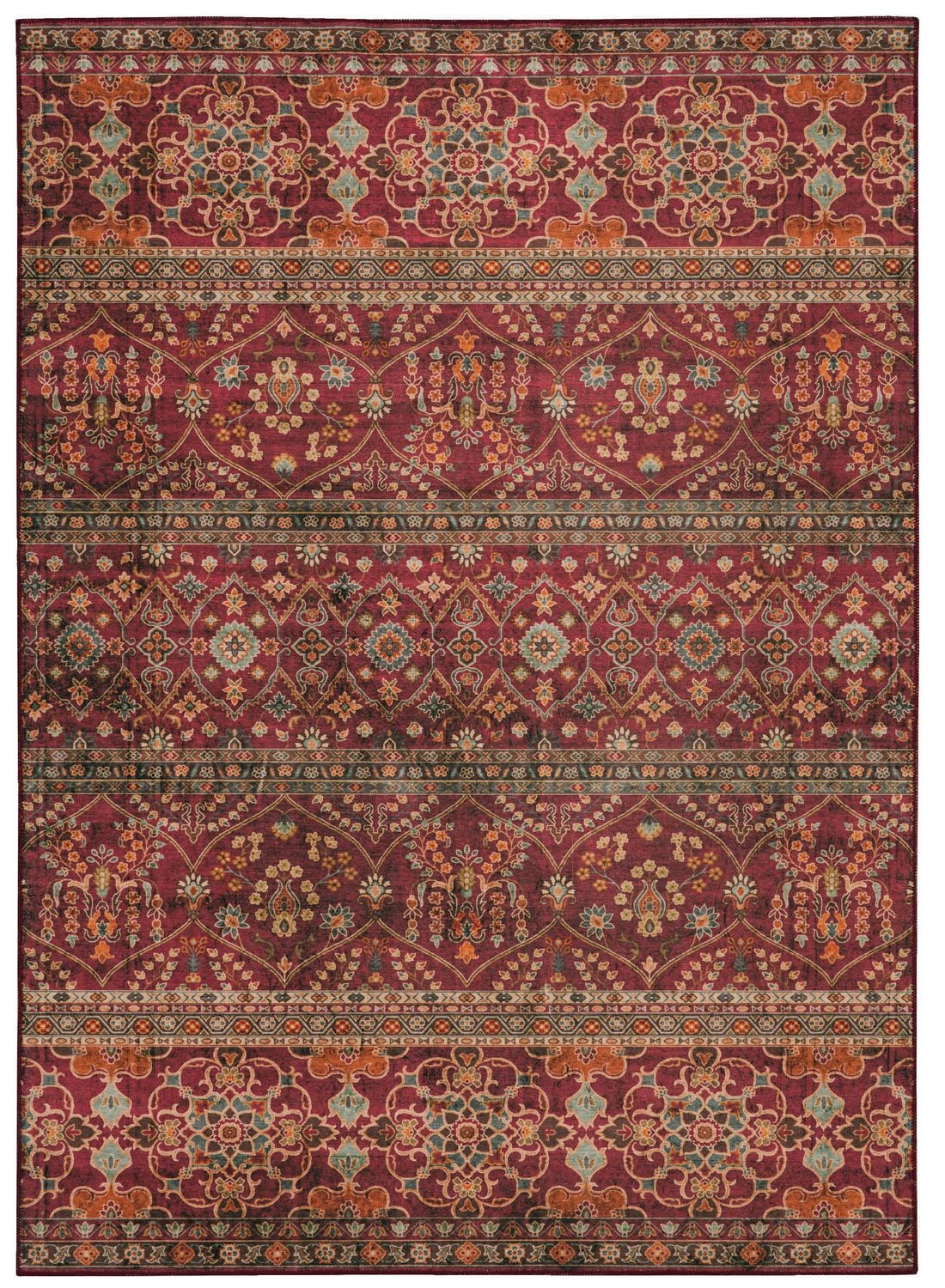 Tapis d'appoint lavable Neil 3 pi x 5 pi grenat et ivoire