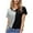 Gray, variant on ABATAB Womens Shirts Color Block Short Sleeve V Neck Party Tee Tops Summer Button Down Casual Fashion Offfice Shirts