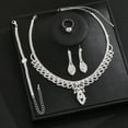 thumbnail image 5 of Bridal Wedding Jewelry Set Silver Rhinestone Necklace Earrings Bracelet Sets Prom Formal Costume Jewelry for Women and Brides, 5 of 13