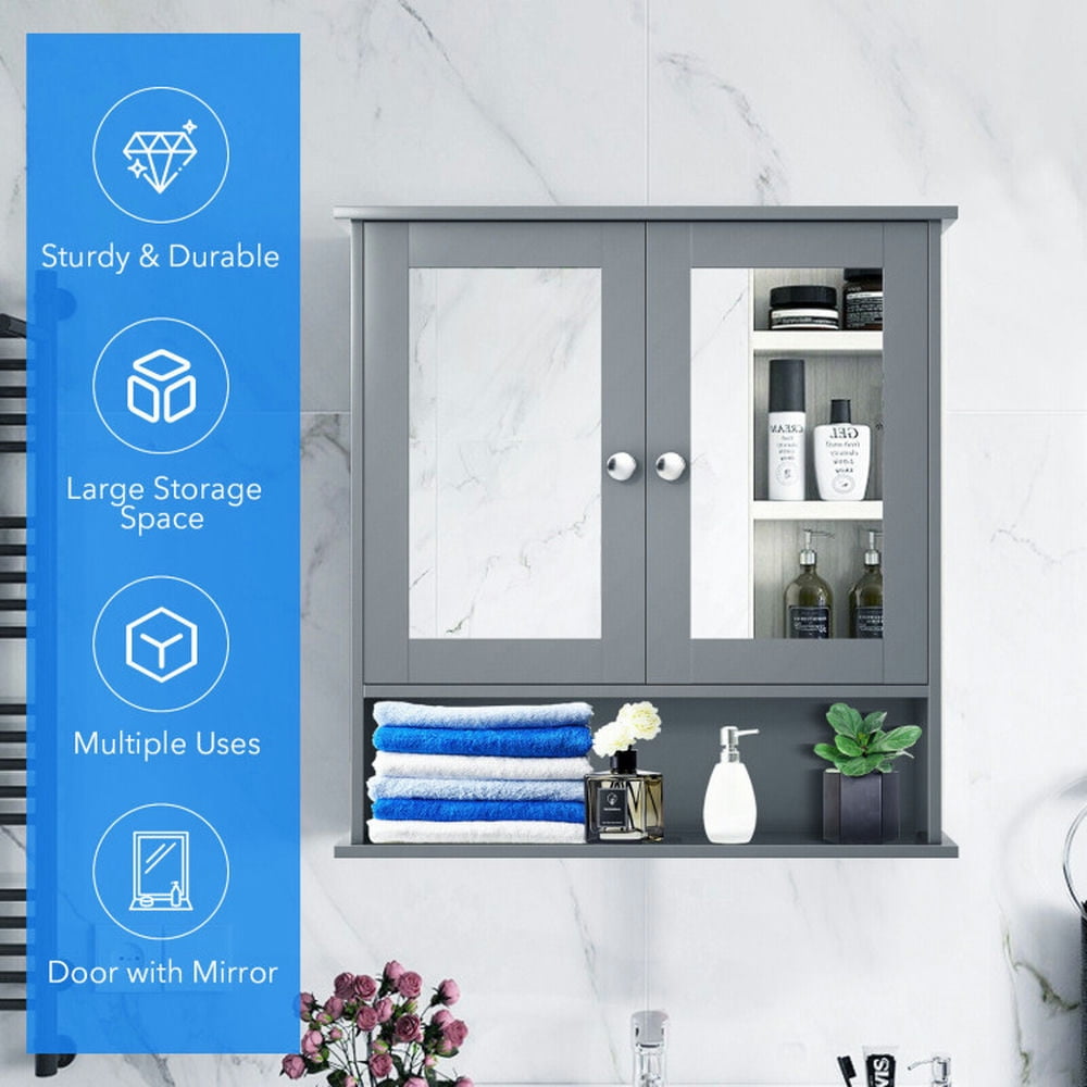 Finihen Bathroom Wall Cabinet, Wall Mounted Bathroom Mirror Cabinet, Bathroom Wall Mount Mirror Cabinet Organizer, for Bathroom, Gray Finihen Bathroom Wall Cabinet, Wall Mounted Bathroom Mirror Cabinet, Bathroom Wall Mount Mirror Cabinet Organizer, for Bathroom, Gray