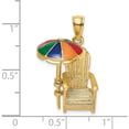 thumbnail image 3 of 14K Yellow Gold 3-D With Enamel Umbrella Beach Chair Charm (21.5 X 16.15) Made In United States k6828, 3 of 5