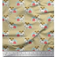 thumbnail image 1 of Soimoi Crepe Silk Fabric Hut & Jack Russell Terrier Dog Print Fabric by The Yard 42 Inch Wide, 1 of 1