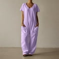 thumbnail image 2 of Women's V Neck Casual Jumpsuit Oversized Pocket Comfortable Loose Fit Solid Color Summer Outfit, 2 of 2