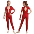 thumbnail image 3 of TSSOE Combinaison Intégrale pour Filles Enfants Justaucorps de Danse Gymnastique Patinage Artistique Rouge 6, 3 of 8