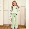 thumbnail image 2 of Enjoytime Fall Winter Girl Outfits Print Long Sleeve Bow Crew Neck Sweatshirt Flare Pants Two Piece Set Kids Matching Fashion Clothing Sets, 2 of 8