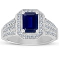 thumbnail image 1 of Vintage White Gold 2 ct Blue Sapphire & Diamond Halo Engagement Ring, 1 of 3