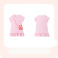 thumbnail image 6 of Bellafa 2-7T Girl's Summer Dress 100% Cotton Ruffle Sleeve A-Line Casual Sundress Toddler Kids Appliuqe Shirt Dresses, 6 of 7