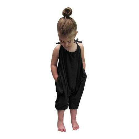 

Toddler Baby Girls Summer Sleeveless Jumpsuit Solid Color Romper Pants Casual Outfits