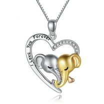 YIEMEEN Elephant Necklace I Love You Forever Heart Pendant Jewelry Gift for Women