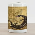 thumbnail image 2 of Dragon Ceramic Toothbrush Holder, Reptile Dragon Grunge Floral Ornate Retro Image, Decorative Versatile Countertop for Bathroom, 4.5" X 2.7", Pale Caramel Sand Brown, by Ambesonne, 2 of 4