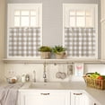 thumbnail image 4 of Pastoral Style Kitchen Curtains Valance and Tier Set 3 Pieces,Khaki Lattice Small Window Curtains Set, 24 Inches Length Rod Pocket Short Window Treatment Tiers For Bathroom Cafe, 4 of 7