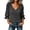 Black, variant on Lace Trim V Neck Eyelet Blouse for Women Puff Ruffle 3/4 Sleeve Loose Solid Casual Summer Top