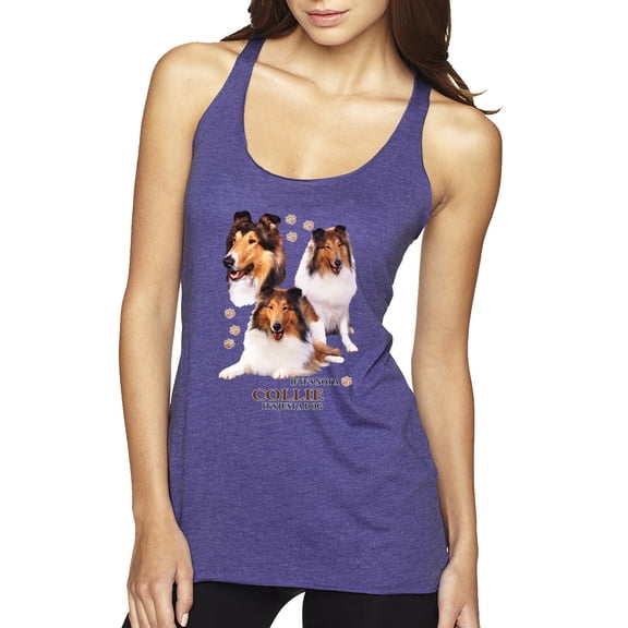 If It's Not a Collie It's Just a Dog Gift | Womens Dog Lover Premium Tri-Blend Racerback Tank Top, Purple Rush, Large