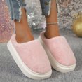 thumbnail image 2 of IEMIEMIEM Womens Slippers Thick Platform Fluffy Fuzzy Closed Toe Slide Soft Warm Plush Slip On House Slippers Non Slip Rubber Sole Indoor Bedroom Winter Slippers Pink 8-8.5 Wide, 2 of 7