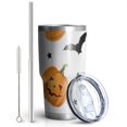thumbnail image 2 of 30oz Halloween Pumpkins Bats and Stars Tumblers Stainless Steel Tumbler with Lid and Straw,Vacuum Insulated Double Wall Travel Tumbler Cups Mug with Cleaning Brush for Coffee,Tea, 2 of 7