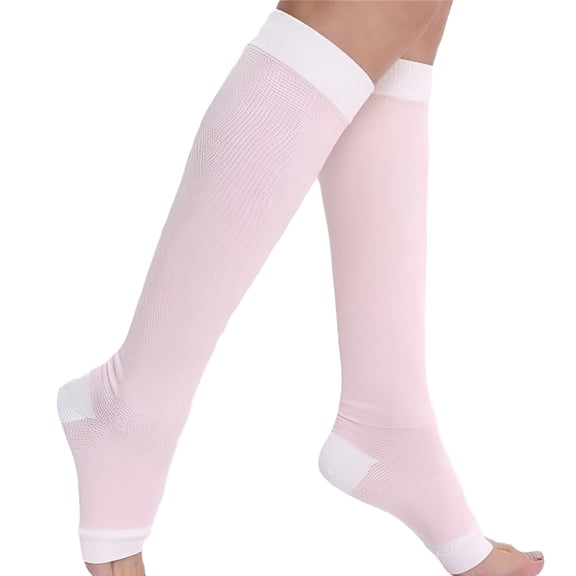 TELOLY Compression Socks for Women Toeless Sports Open-Toe Pressure Socks Calf Socks Women's Long Stretch Cycling Compression Socks (S-2XL)