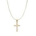 thumbnail image 1 of Precious Stars 14K Two-Tone Solid Gold Crucifix Religious Unisex Pendant with 16" Chain Necklace, 1 of 7
