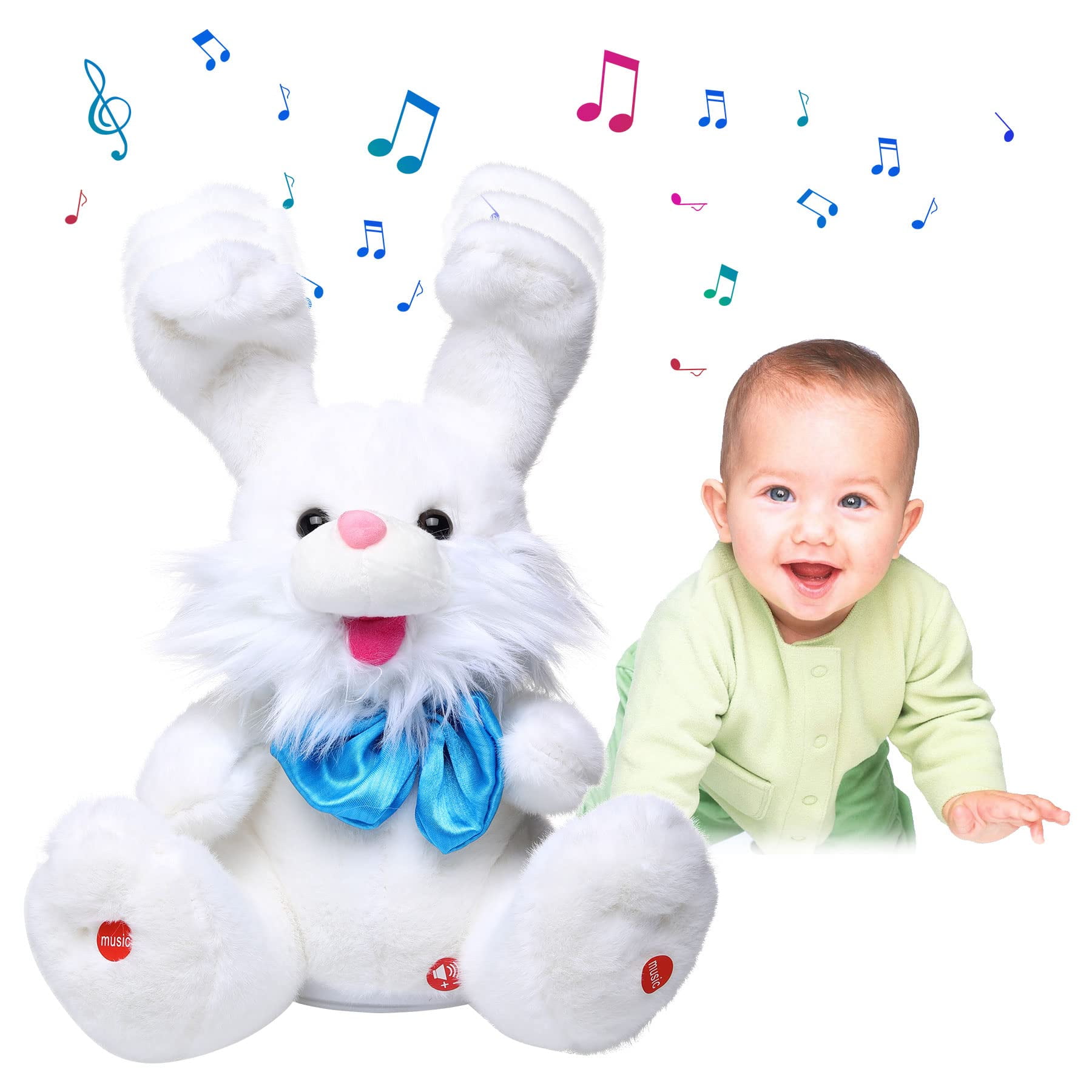 12 Inches Bunny Plush Toy for Toddlers, Easter Bunny Repeats What You