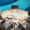 thumbnail image 6 of Fall Orange Blue Round Tablecloth, Fitted Table Cover with Elastic for 45"-54" Round Tables, Autumn Thanksgiving Floral Botanical Table Cloth Outdoor Indoor Dinning Party Waterproof Tablecloths, 6 of 7