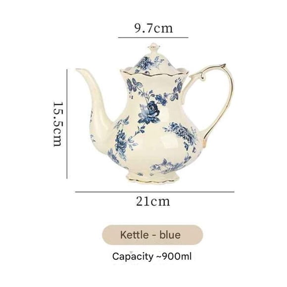 Elegant British Palace-Style Ceramic Teapot & Coffee Pot — French Vintage Design, Perfect for Home and Restaurant Afternoon Tea, Exquisite Luxury Tableware (One Orchid Palace Teapot)