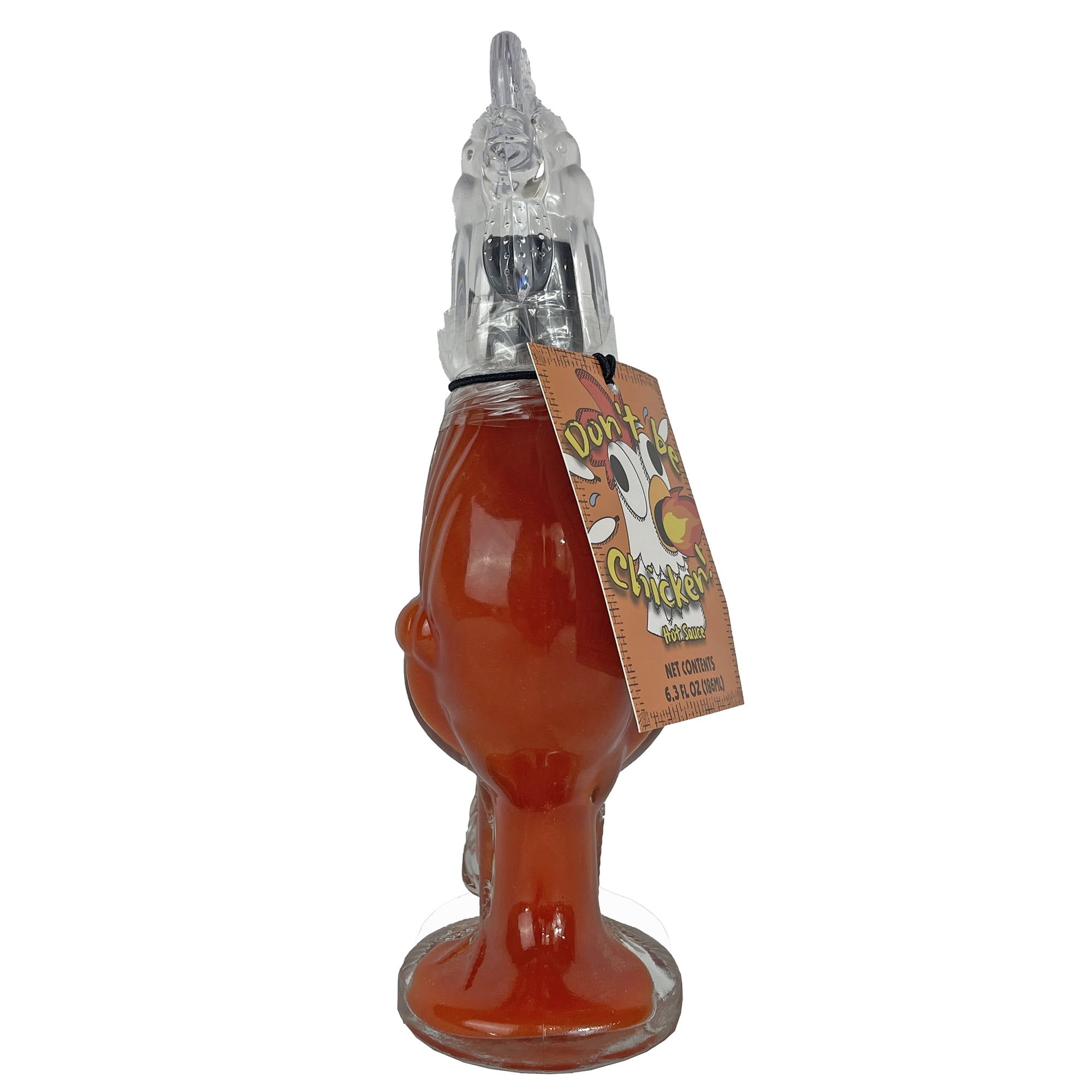 Don't Be Chicken Molded Glass Bottle contains 6.3oz of Red Habanero Hot Sauce Gift from MSRF, Inc.