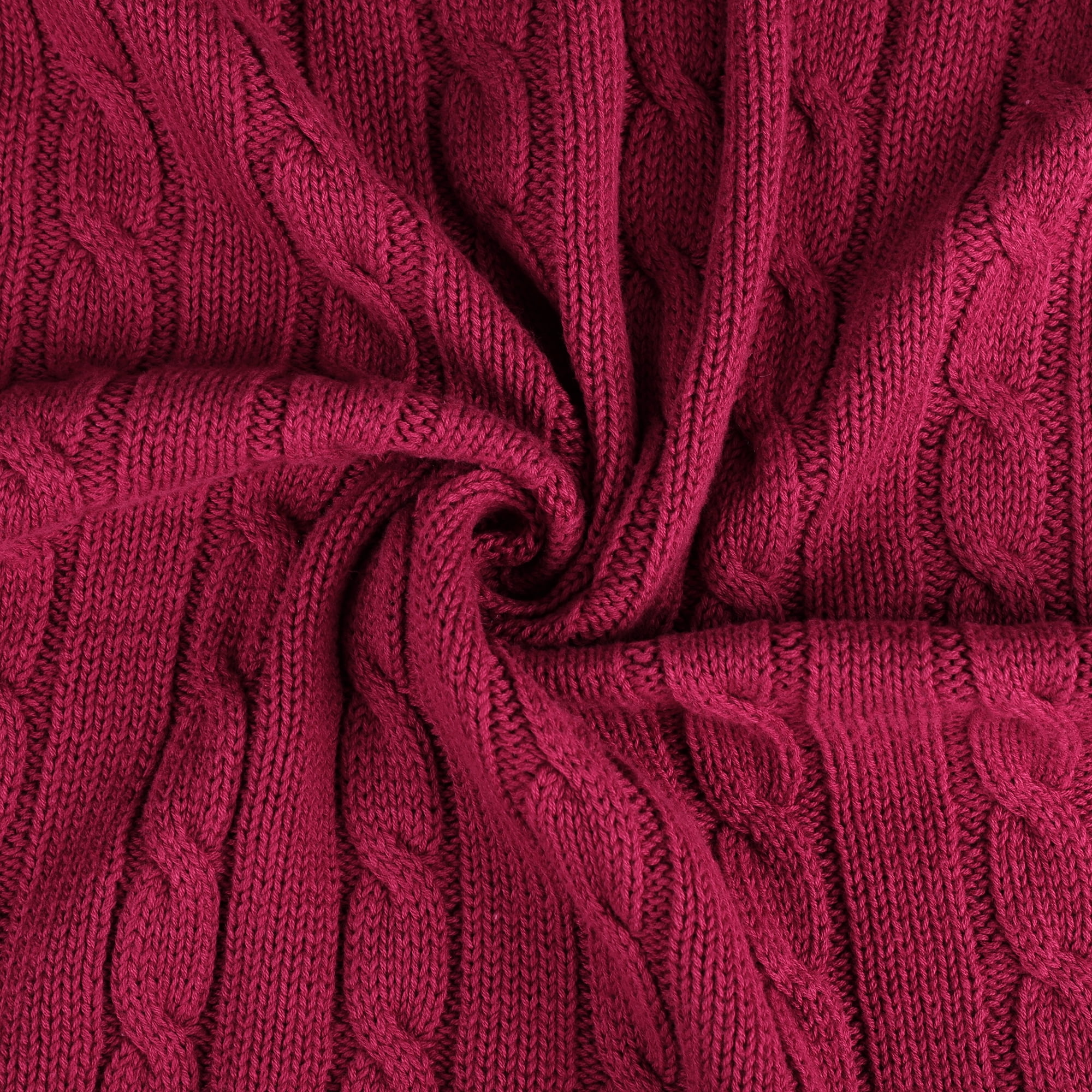 Unique Bargains Cable Knitted Bed Sofa Throw Blanket Red 71" x 79"