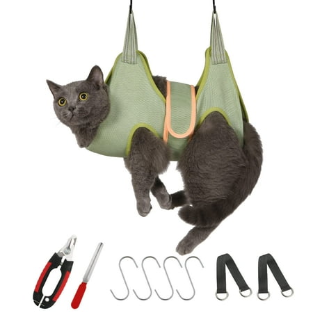 Guzekier Cat Grooming Hammock  Cat Nail AIS1 Clipper Hammock for Nail Trimming  Cat Holder Sling for Cutting Nails  Restraint Bag with Safety Belt  Nail Clippers and Nail File