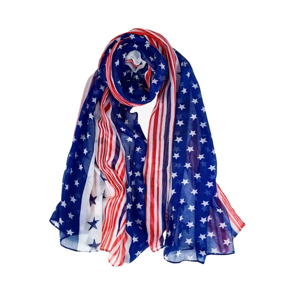 Voile USA Flag Scarf for Women Men The American Flag Features Multiple Styles of Long Lightweight Scarves Americana Flag Shawl Patriotic Wrap