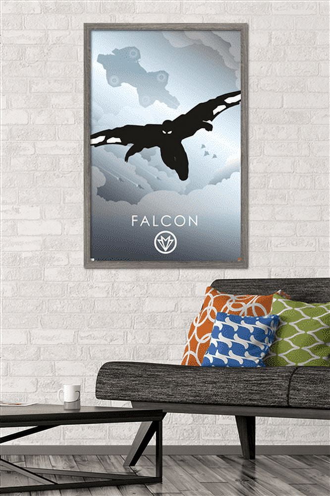 Marvel Heroic Silhouette - Falcon Wall Poster, 22.375" x 34", Framed