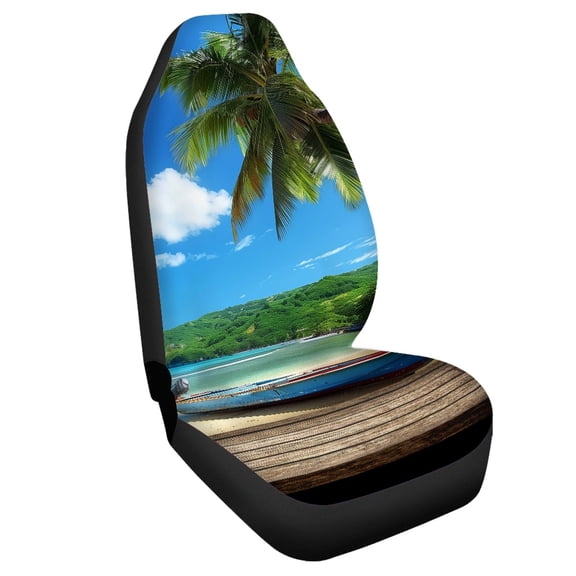 Uourmeti Beach Palm Tree Print Car Seat Cover 1 Piece Front Car Seat Cover Protect Easy Install Suitable for Sedan Auto