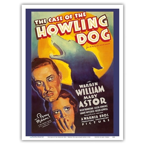 The Case of the Howling Dog - Starring Warren William & Mary Astor - Vintage Film Movie Poster c.1934 - Master Art Print (Unframed) 9in x 12in